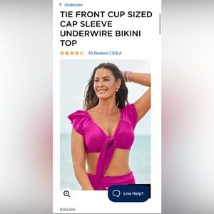 Women's Pink Tie-Front Swim Top